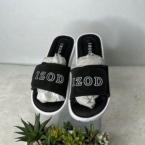 IZOD Men's Memory Foam Sandal, Velcro Adjustable Sport Slide, Size 9-10